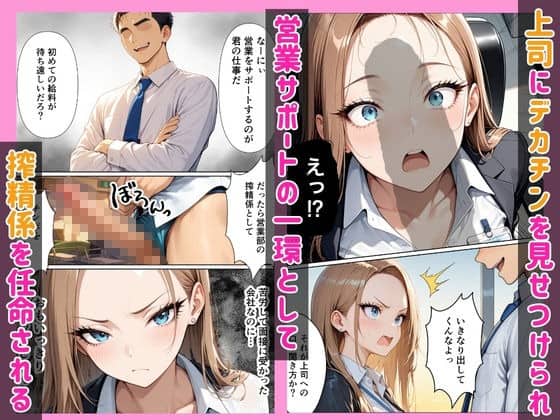 佐藤りあが上司のデカチンを見て口を開け、別カットで眉を寄せて見上げる